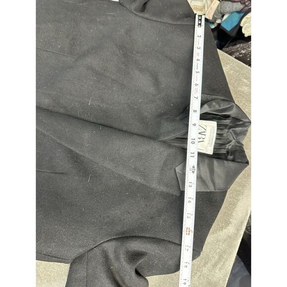 ZARA WOOL COAT WITH PLEATED LINING LIMITED EDITION BLACK MEDIUM - Picture 14 of 16